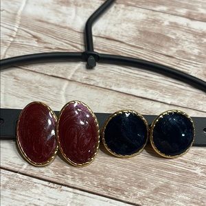 Vintage Stylish Red and Black Earrings with Elegant Design 2 pair